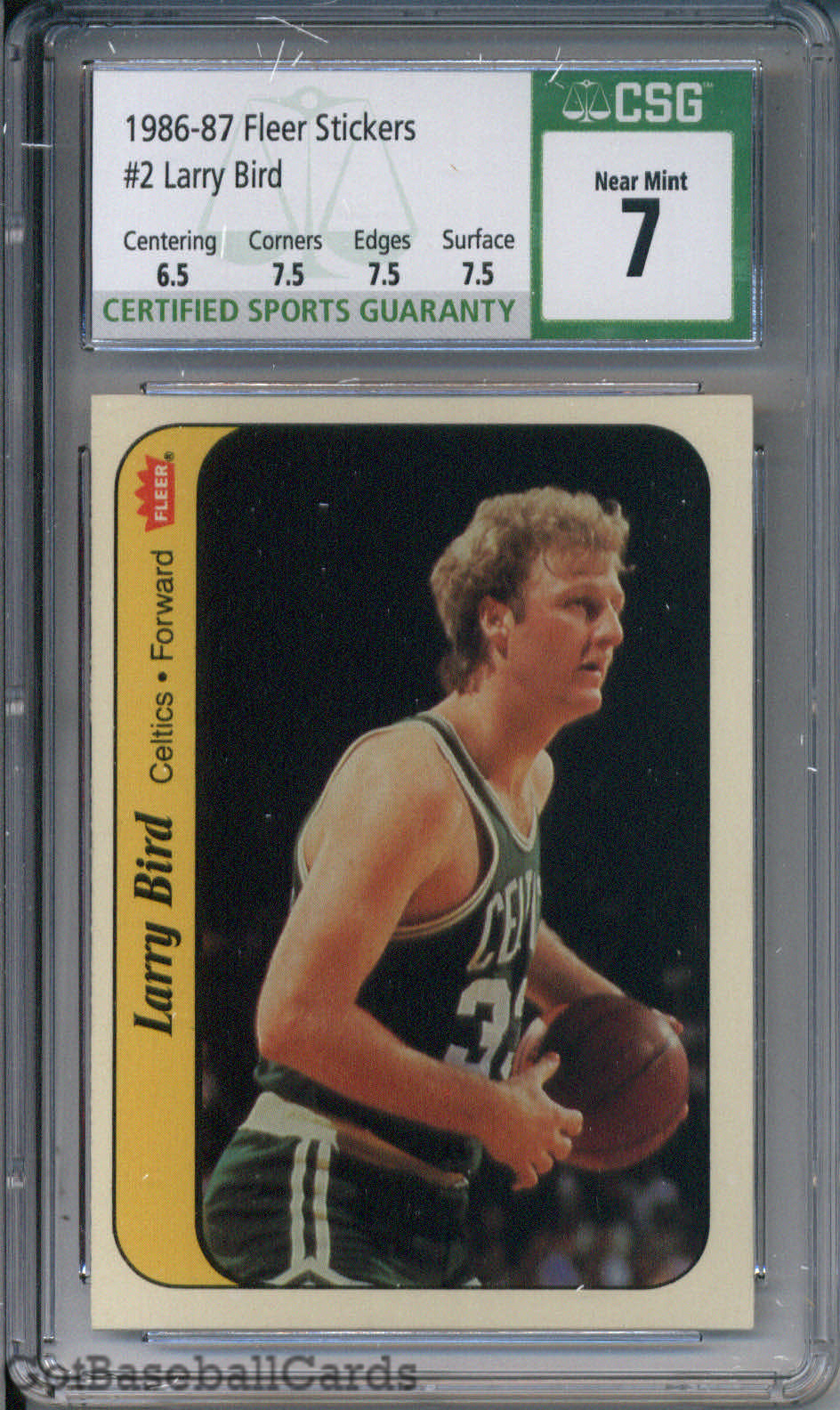 1986-87 Fleer Stickers #2 Larry Bird Boston Celtics CSG 7 Near Mint
